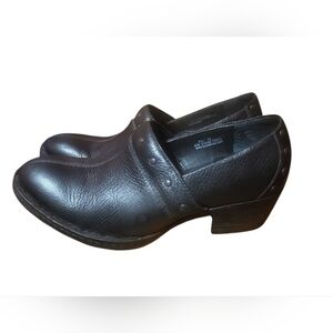 Born Black Leather Slip On Clogs With Stud Detail Western Style Size 8.5